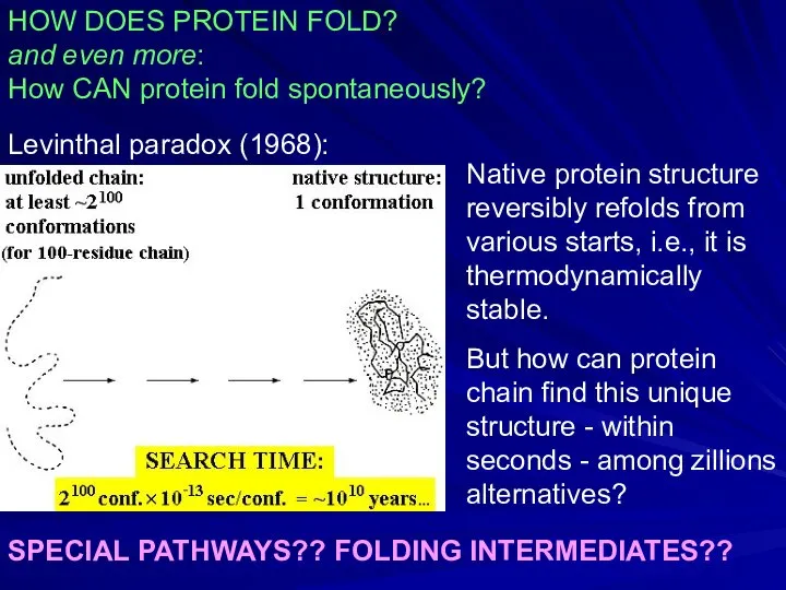 HOW DOES PROTEIN FOLD? and even more: How CAN protein fold