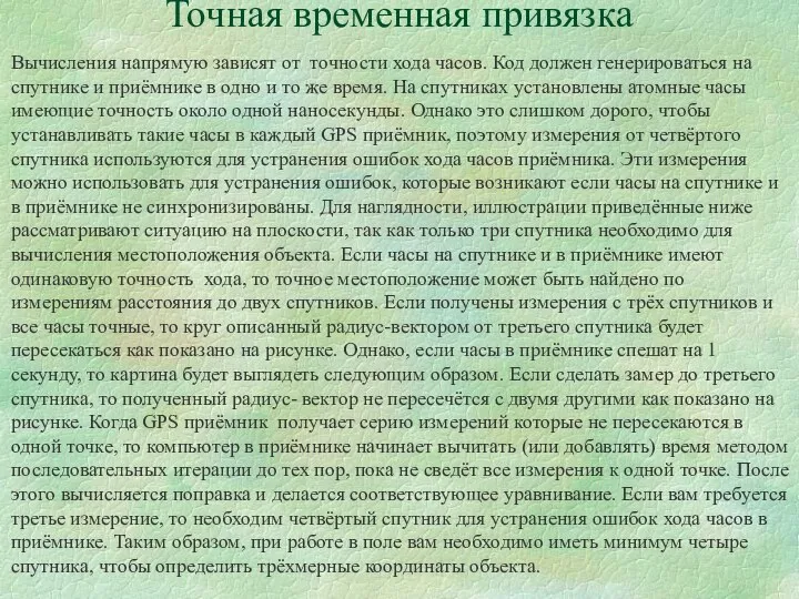 Точная временная привязка Вычисления напрямую зависят от точности хода часов. Код