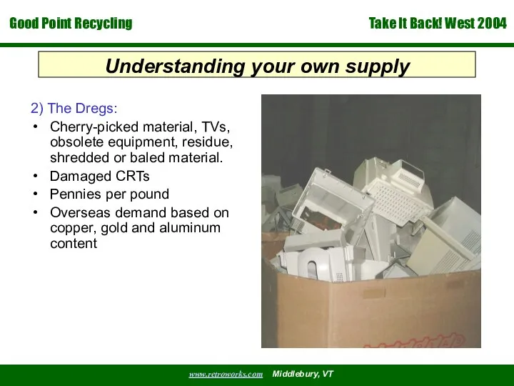 Understanding your own supply 2) The Dregs: Cherry-picked material, TVs, obsolete