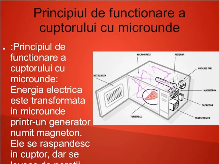 Principiul de functionare a cuptorului cu microunde :Principiul de functionare a