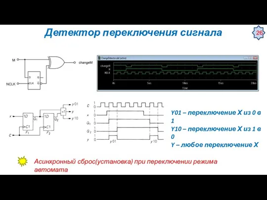 Детектор переключения сигнала Y01 – переключение Х из 0 в 1