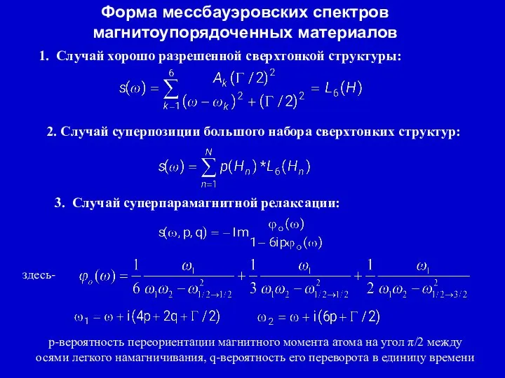 Форма мессбауэровских спектров магнитоупорядоченных материалов 1. Случай хорошо разрешенной сверхтонкой структуры: