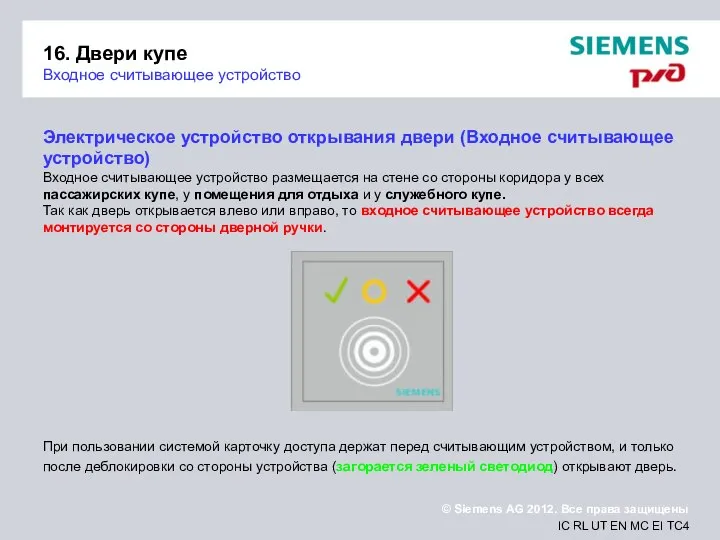 16. Двери купе Входное считывающее устройство Электрическое устройство открывания двери (Входное