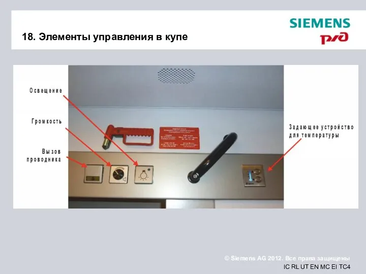 18. Элементы управления в купе