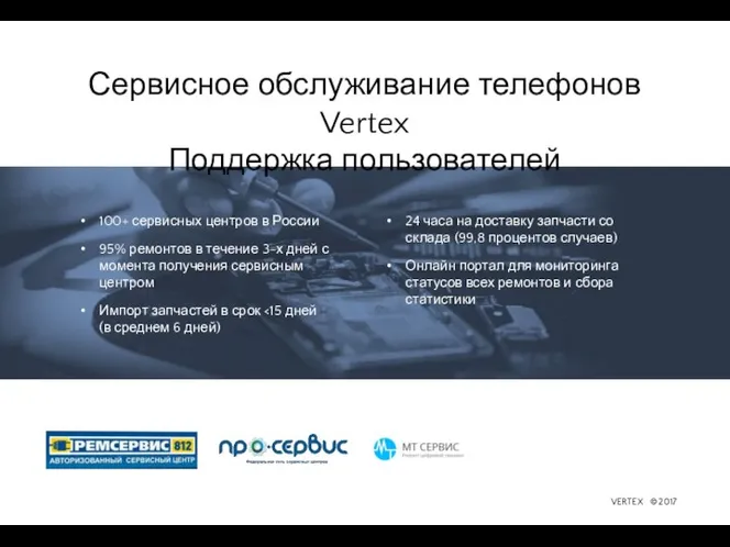 100+ сервисных центров в России 95% ремонтов в течение 3-х дней