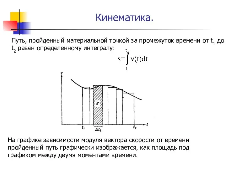 Кинематика. Путь, пройденный материальной точкой за промежуток времени от t1 до