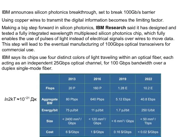 IBM announces silicon photonics breakthrough, set to break 100Gb/s barrier Using