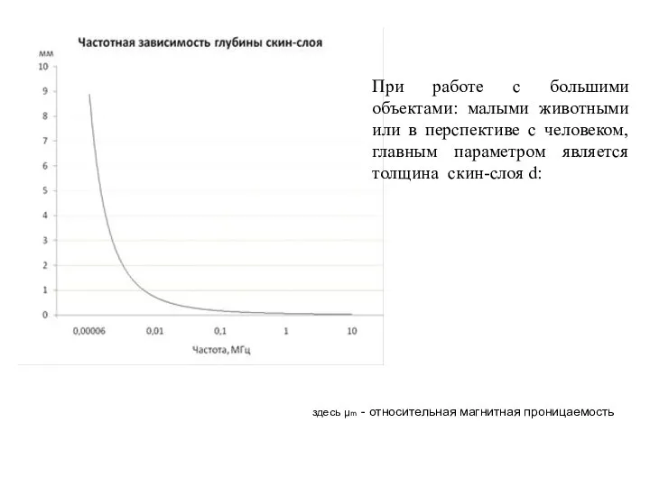 здесь μm - относительная магнитная проницаемость При работе с большими объектами: