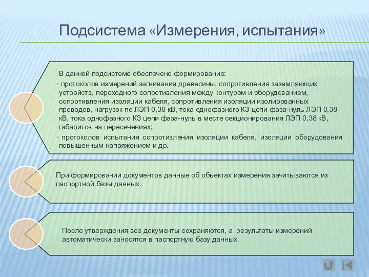 Подсистема «Измерения, испытания» В данной подсистеме обеспечено формирование: протоколов измерений загнивания