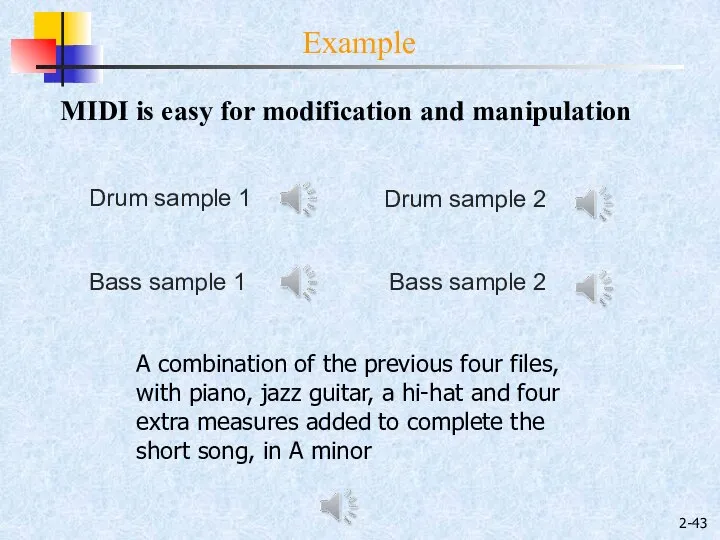 2- Example Drum sample 1 Drum sample 2 Bass sample 1