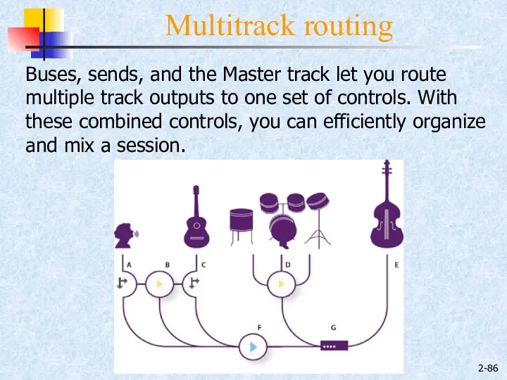 2- Multitrack routing Buses, sends, and the Master track let you