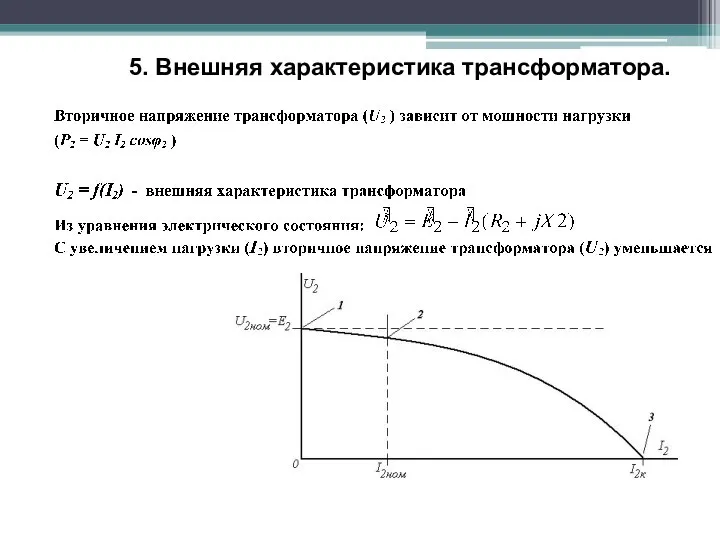 5. Внешняя характеристика трансформатора.