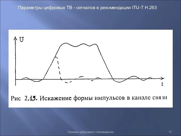 Основы цифрового телевидения Параметры цифровых ТВ - сигналов в рекомендации ITU-Т Н.263