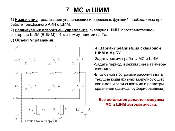 7. МС и ШИМ 4) Вариант реализация скалярной ШИМ в МПСУ: