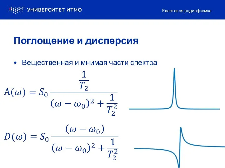 Поглощение и дисперсия Вещественная и мнимая части спектра Квантовая радиофизика