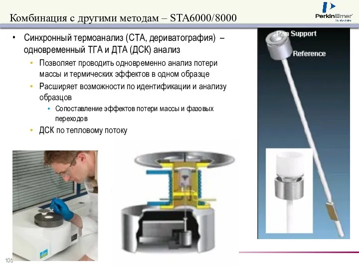 Комбинация с другими методам – STA6000/8000 Синхронный термоанализ (СТА, дериватография) –