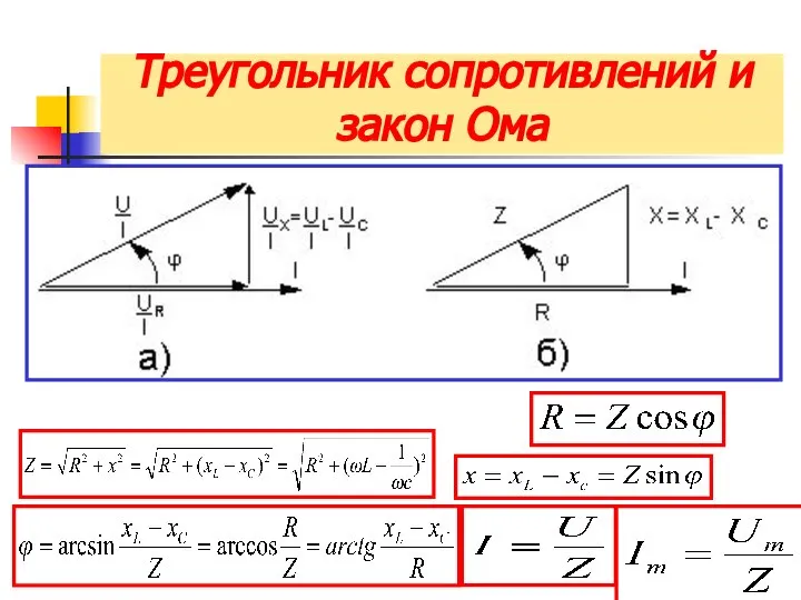 Треугольник сопротивлений и закон Ома