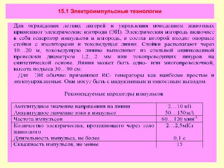 15.1 Электроимпульсные технологии