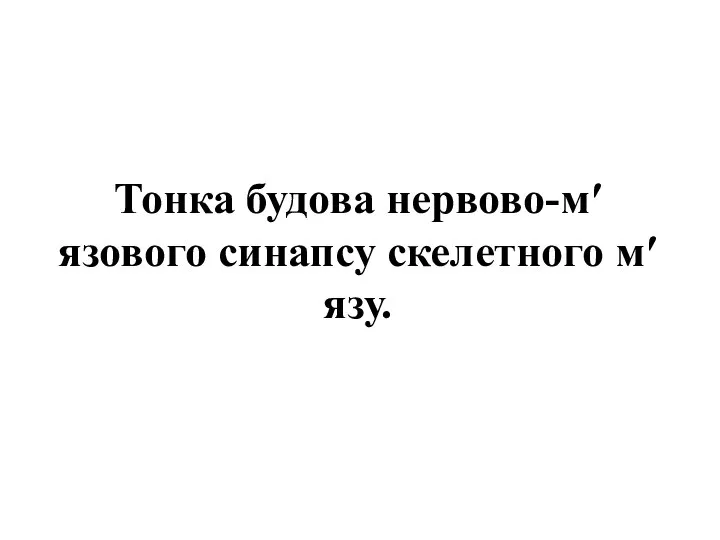 Тонка будова нервово-м′язового синапсу скелетного м′язу.