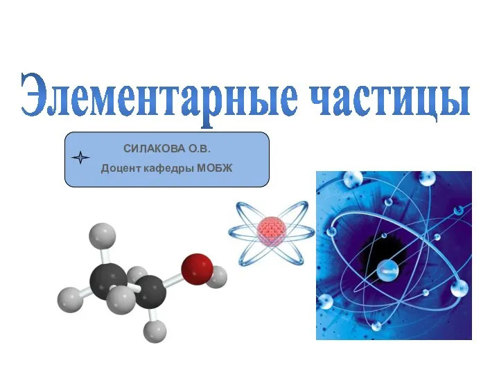 Элементарные частицы СИЛАКОВА О.В. Доцент кафедры МОБЖ