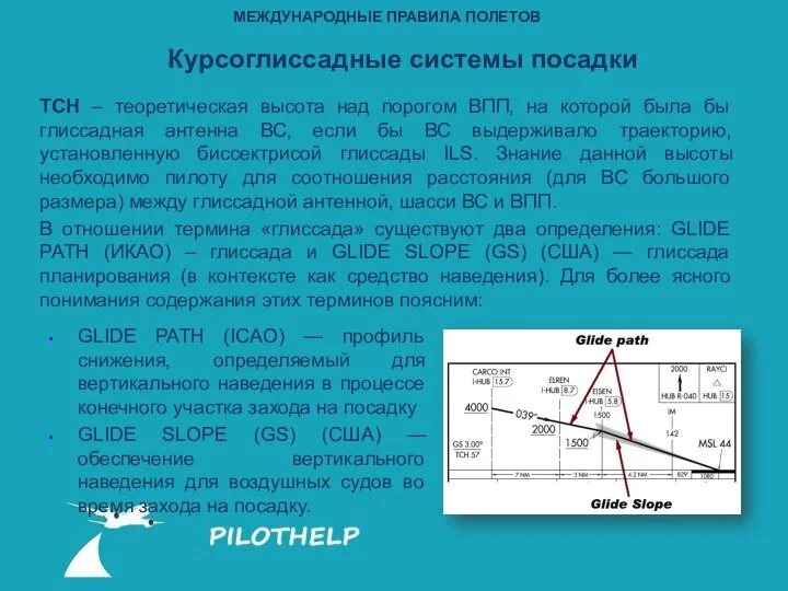 TCH – теоретическая высота над порогом ВПП, на которой была бы