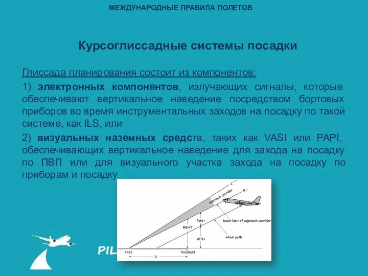 Глиссада планирования состоит из компонентов: 1) электронных компонентов, излучающих сигналы, которые