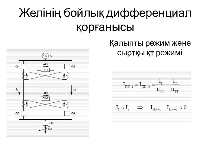 Желінің бойлық дифференциал қорғанысы Қалыпты режим және сыртқы қт режимі