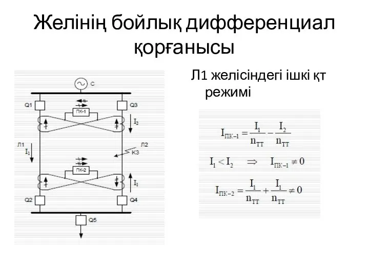 Желінің бойлық дифференциал қорғанысы Л1 желісіндегі ішкі қт режимі