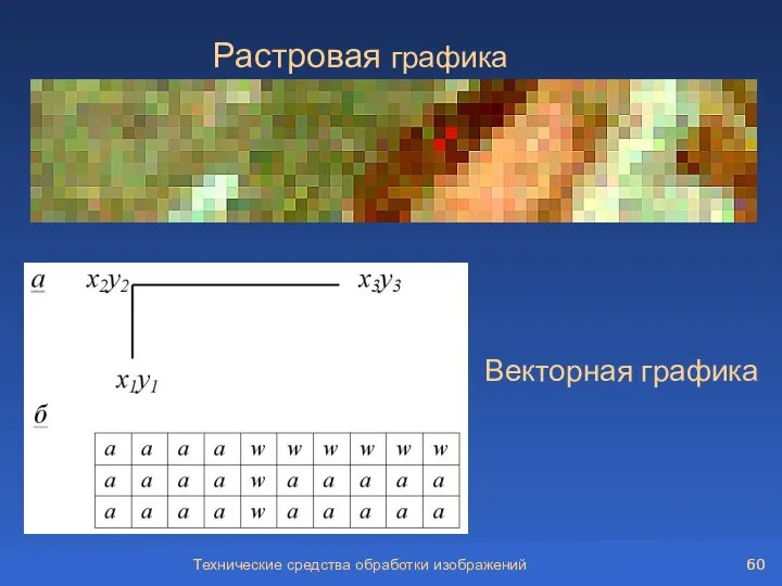 Технические средства обработки изображений Векторная графика Растровая графика