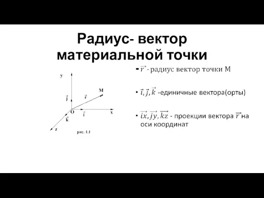 Радиус- вектор материальной точки