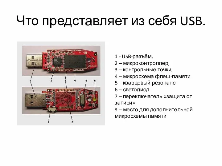 Что представляет из себя USB. 1 - USB-разъём, 2 – микроконтроллер,