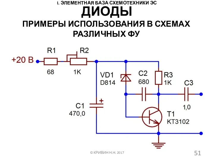 I. ЭЛЕМЕНТНАЯ БАЗА СХЕМОТЕХНИКИ ЭС ПРИМЕРЫ ИСПОЛЬЗОВАНИЯ В СХЕМАХ РАЗЛИЧНЫХ ФУ