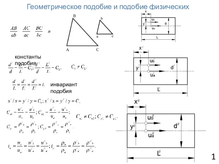 Геометрическое подобие и подобие физических величин 1 константы подобия инвариант подобия