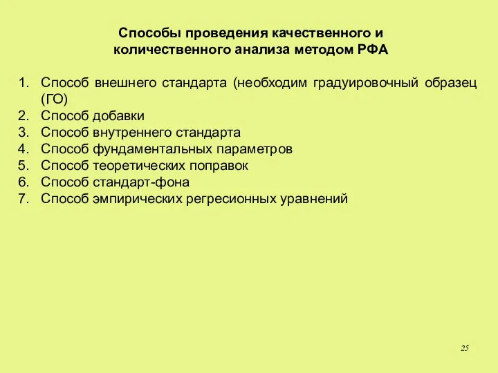 Способы проведения качественного и количественного анализа методом РФА Способ внешнего стандарта