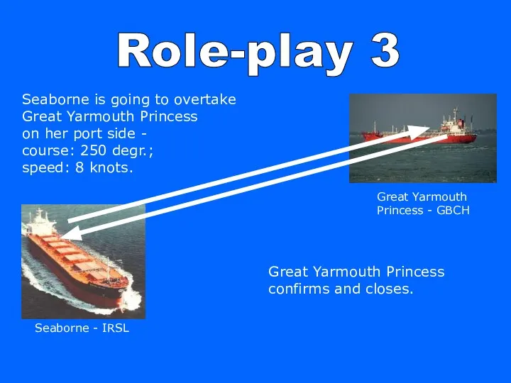 Role-play 3 Seaborne is going to overtake Great Yarmouth Princess on