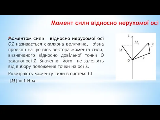 Момент сили відносно нерухомої осі