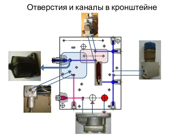 Отверстия и каналы в кронштейне