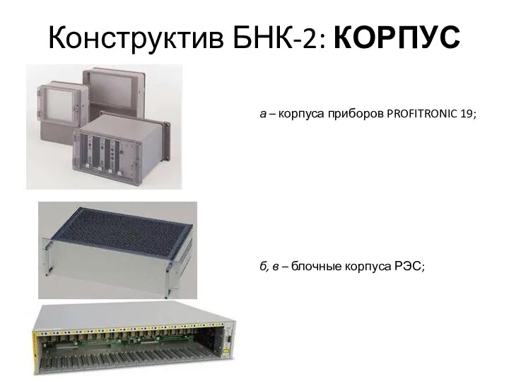 Конструктив БНК-2: КОРПУС а – корпуса приборов PROFITRONIC 19; б, в – блочные корпуса РЭС;