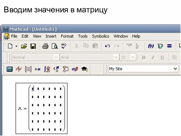 Вводим значения в матрицу