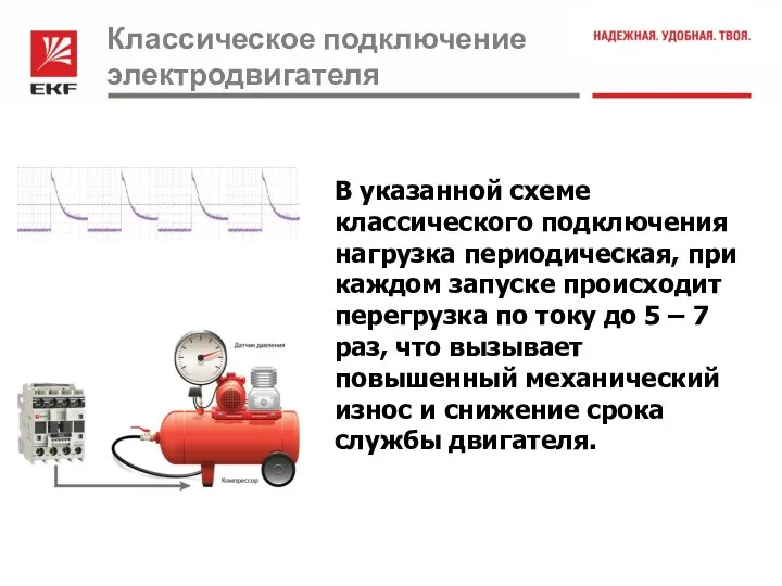 В указанной схеме классического подключения нагрузка периодическая, при каждом запуске происходит