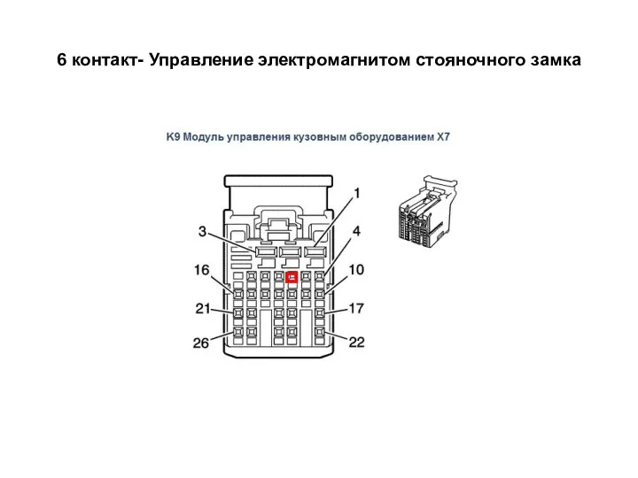 6 контакт- Управление электромагнитом стояночного замка