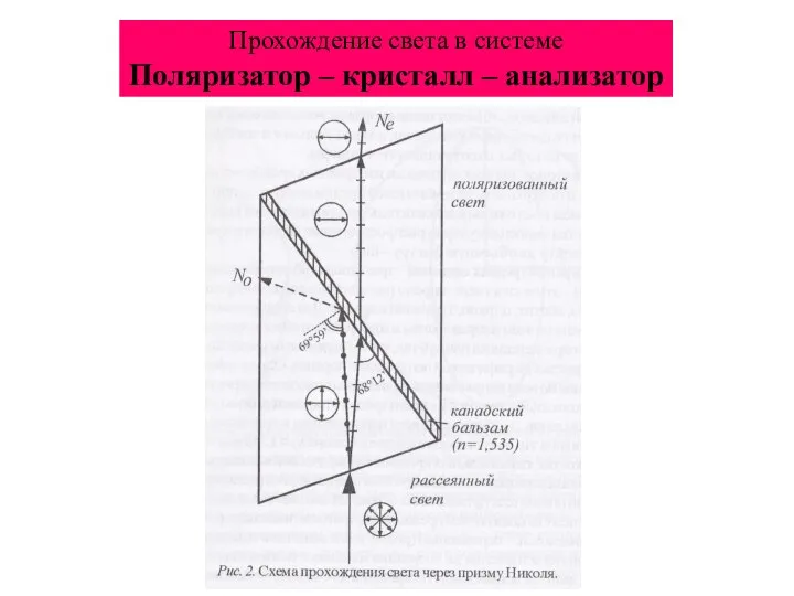 Прохождение света в системе Поляризатор – кристалл – анализатор