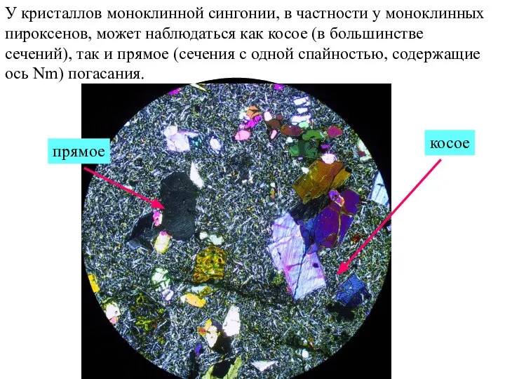 У кристаллов моноклинной сингонии, в частности у моноклинных пироксенов, может наблюдаться