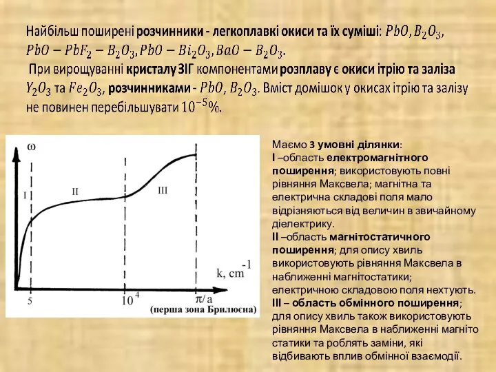 Маємо 3 умовні ділянки: І –область електромагнітного поширення; використовують повні рівняння