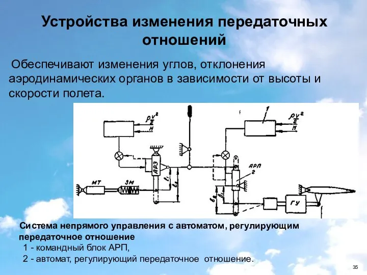 Устройства изменения передаточных отношений Система непрямого управления с автоматом, регулирующим передаточное