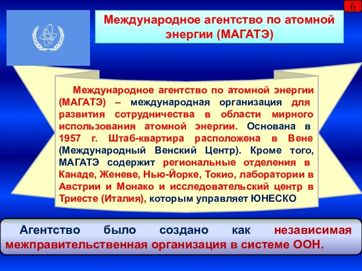 Международное агентство по атомной энергии (МАГАТЭ) – международная организация для развития