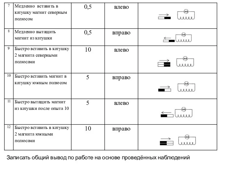 Записать общий вывод по работе на основе проведённых наблюдений