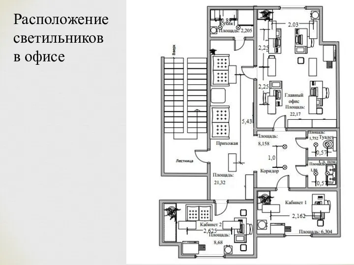 Расположение светильников в офисе