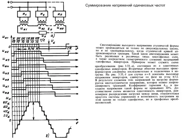 Суммирование напряжений одинаковых частот