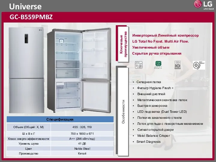 Universe GC-B559PMBZ Ключевые преимущества Особенности